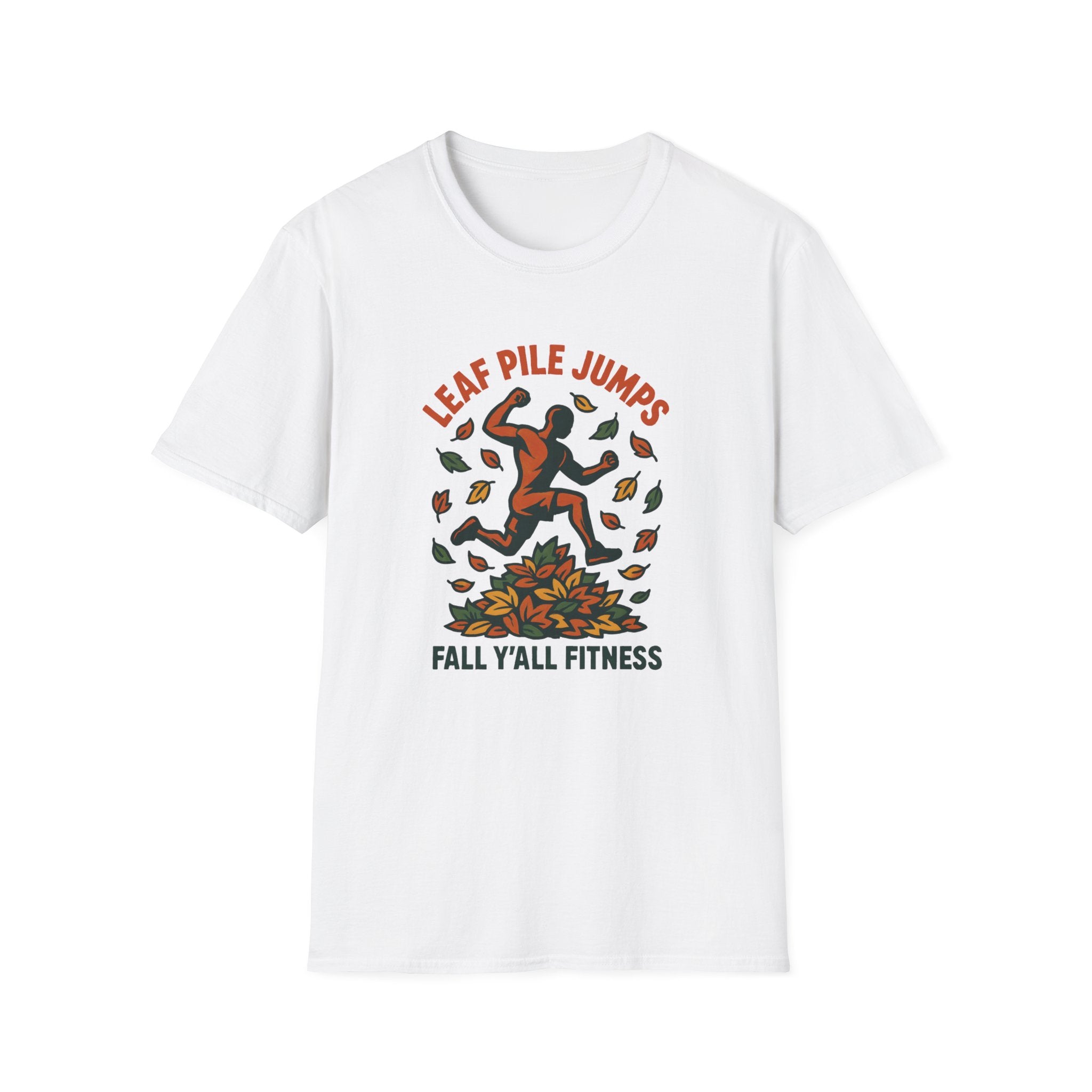 Leaf Pile Jump Fitness T-Shirt