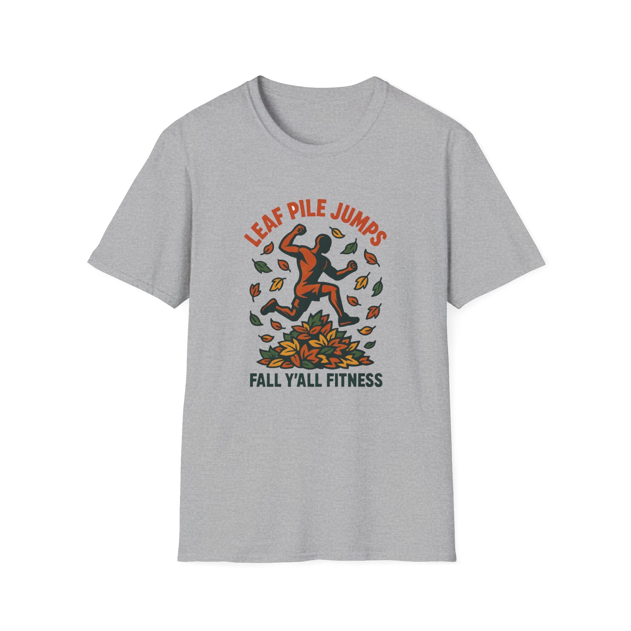 Leaf Pile Jump Fitness T-Shirt