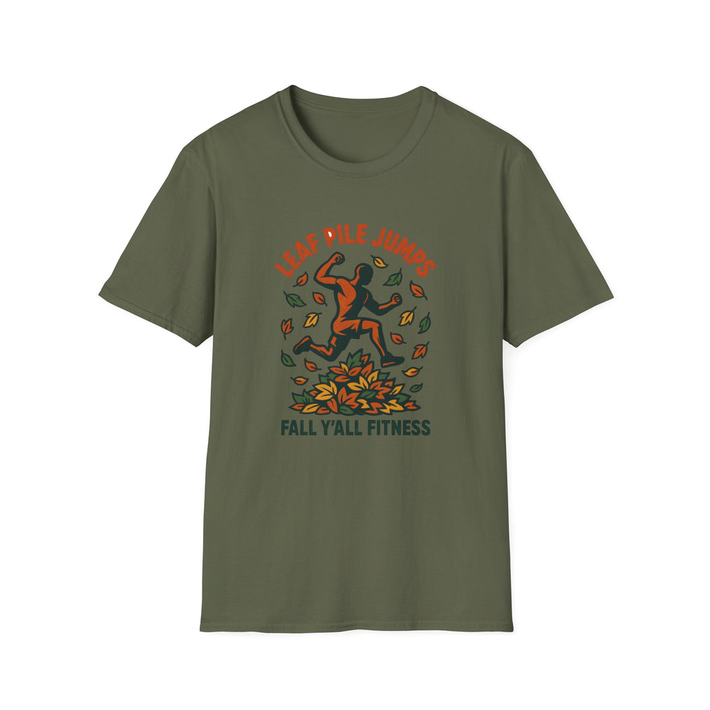Leaf Pile Jump Fitness T-Shirt